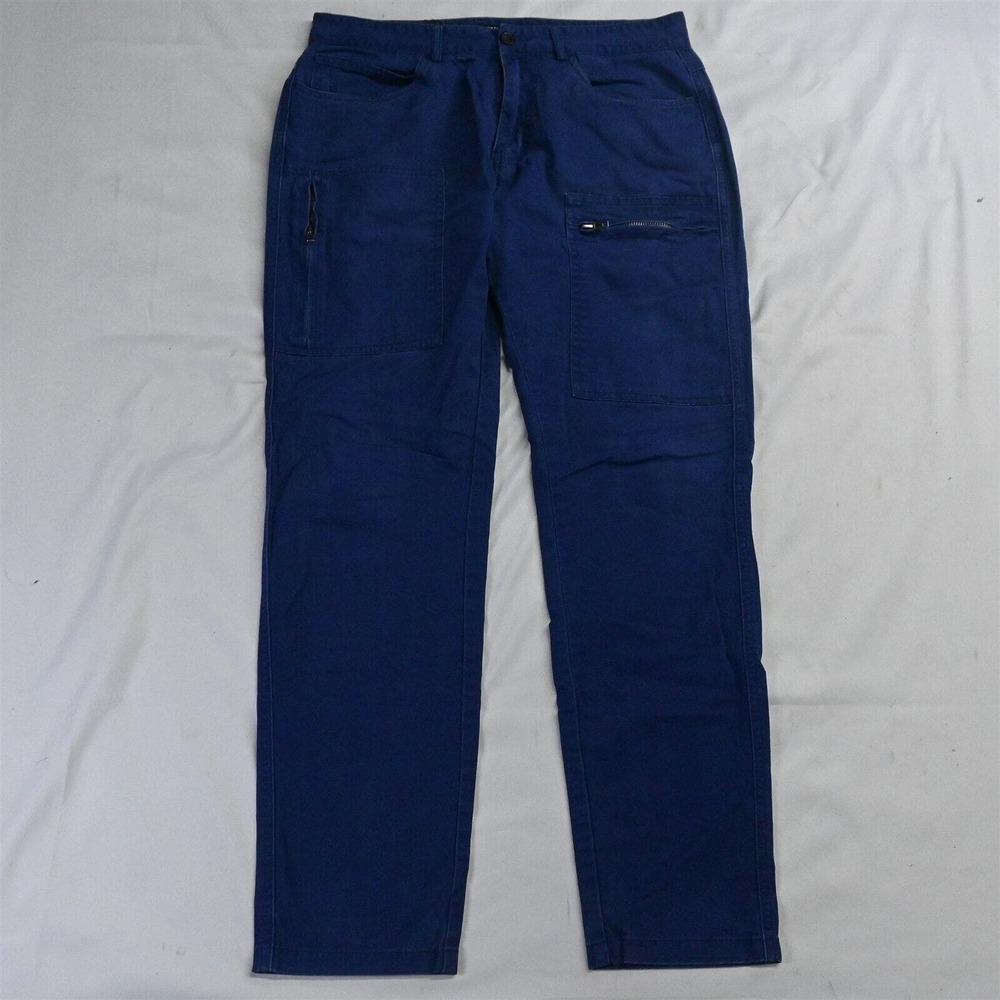 Italymorn 32 x 30 Blue Skinny Moto Motorcycle‎ Mens Chino Pants